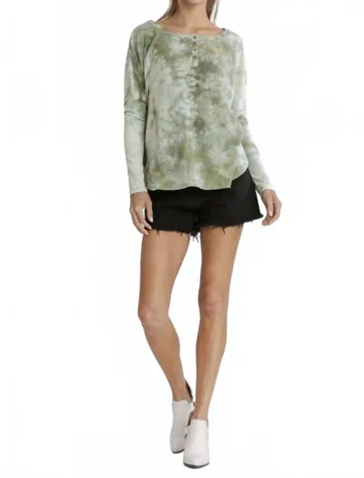 Umgee Tie Dye Ribbed Top In Olive In Green