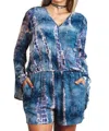 Umgee Tie Dye Romper - Plus In Blue Mix In Blue