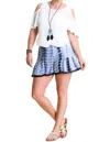 Umgee Tie Dye Shorts With Tassel Trim In Navy In Yellow