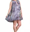 Umgee Tie Dye Sleeveless Keyhole Dress - Plus In Grey In Multi