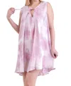 Umgee Tie Dye Sleeveless Keyhole Dress - Plus In Purple Mix In Pink