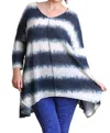 Umgee Tie Dye Striped Tunic In Navy In Blue