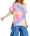 Umgee Tie Dye Top In Pink & Blue In Multi