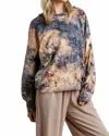 Umgee Tie Dye Twisted Collar Sweater In Golden Yellow In Multi
