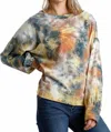 Umgee Tie Dye Twisted Collar Top In Pumpkin In Multi