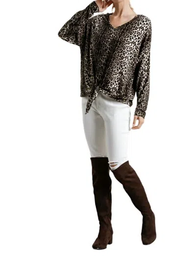 Umgee Tie Front Leopard Top In Mocha In Brown