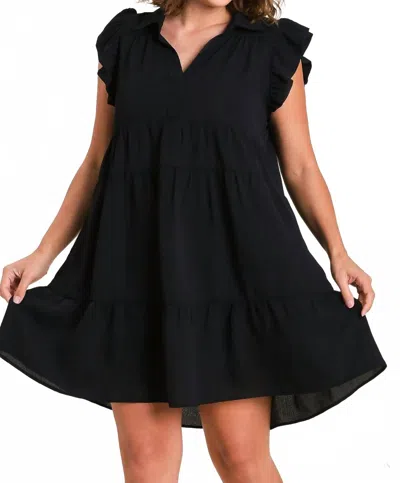 Umgee Tiered Flutter Sleeves Dress - Plus In Black