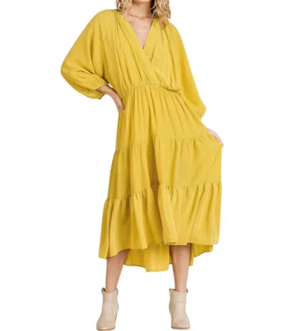 Umgee Tiered Ruffle Maxi Dress In Yellow