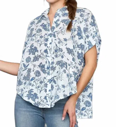 Umgee Toile Print Top In Blue In Multi