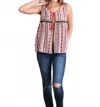 Umgee Tribal Print Tassel Tie Vest In Red In Multi
