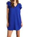 Umgee Trish Ruffle Sleeve Mini Dress In Royal Blue