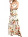 Umgee Tropical Back Cut Out Maxi Dress In Off White Mix In Multi