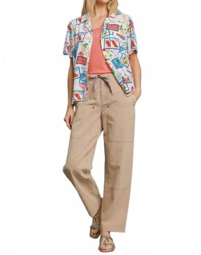 Umgee Tropical Resort Print Button-down Top In Multicolor
