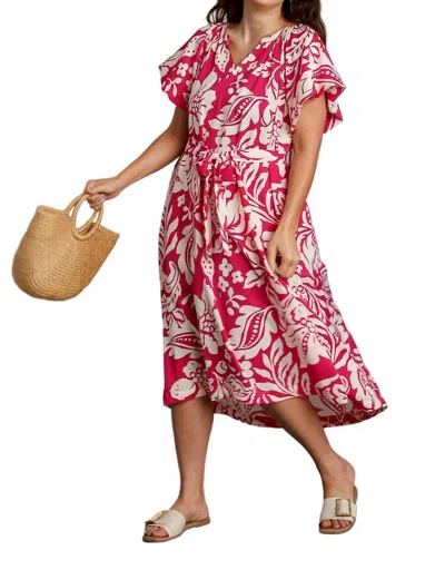 Umgee Two Tone Midi Dress In Pink/ Ivory In Multi