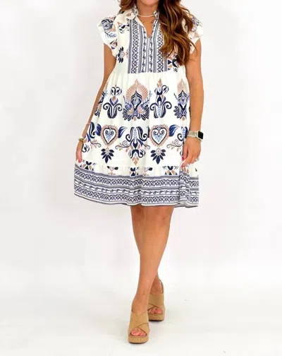 Umgee Two Tone Tiered Dress - Plus In Navy