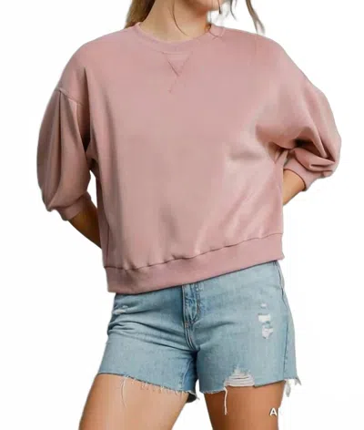 Umgee Ultra Soft Cupro Crewneck Top In Antique Rose In Multi