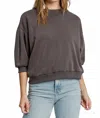 Umgee Ultra Soft Cupro Crewneck Top In Charcoal In Brown