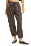 Umgee Ultra Soft Cupro Jogger Pants In Charcoal In Brown