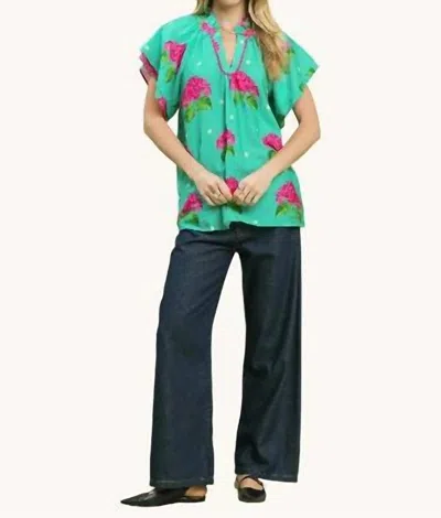 Umgee U-neck Frill Collared Top In Jade In Green