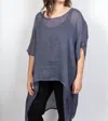 Umgee V Neck Kaftan Tunic In Slate Blue In Blue