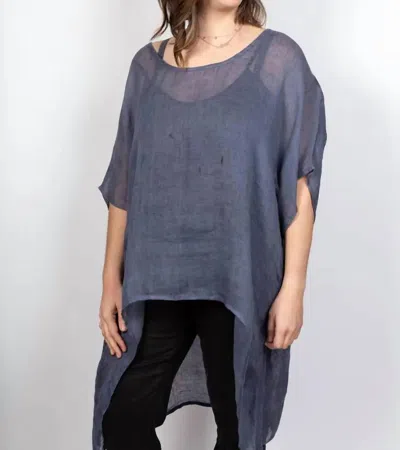 Umgee V Neck Kaftan Tunic In Slate Blue