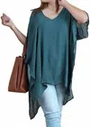 Umgee V Neck Kaftan Tunic In Turquoise In Green
