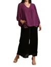 Umgee V-neck Long Sleeve Tunic Blouse - Plus In Violet In Multi