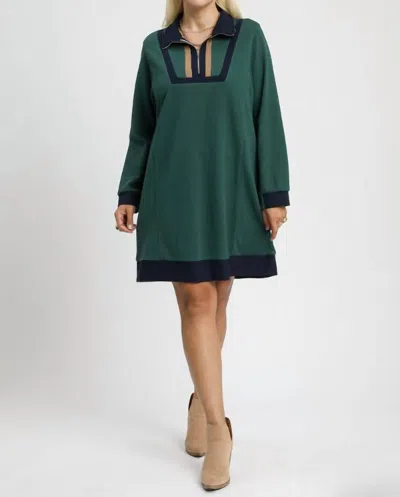Umgee Waffle Knit Dress In Geen & Black In Green