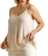 Umgee Waffle Knit V-neck Tank Top In Natural