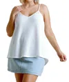 Umgee Waffle Knit V-neck Tank Top In Off White