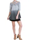 Umgee Washed Ombre Striped Tunic In Grey In Gray