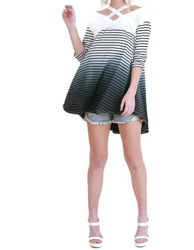 Umgee Washed Ombre Striped Tunic In Ivory In Multi