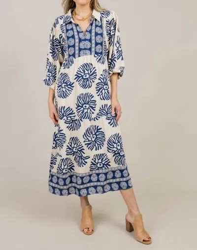 Umgee Whimsy Tiered Dress In Navy