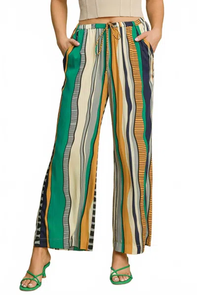 Umgee Wide Leg Abstract Print Pants In Honey Mix In Multi