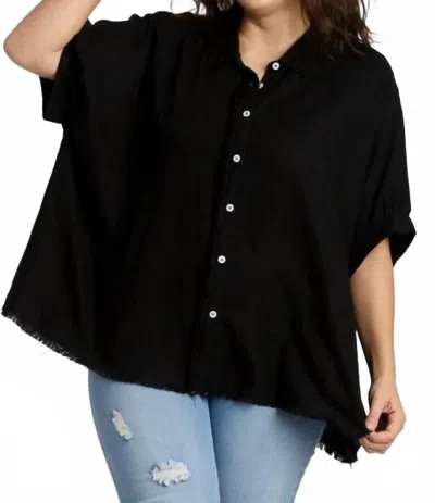 Umgee With Out Your Love Button Front Top - Plus Size In Black