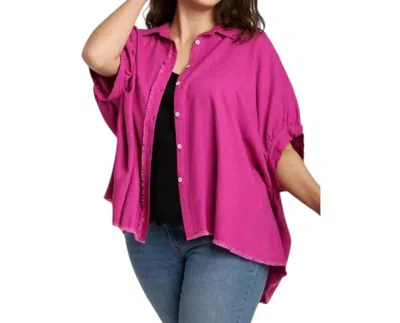Umgee With Out Your Love Button Front Top - Plus Size In Magenta In Pink