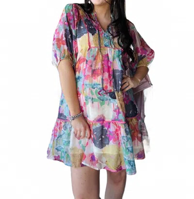Umgee Women's Babydoll Dress In Watercolor Mix In Multi