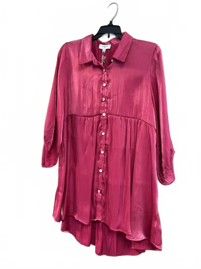 Umgee Women's Classic Collar Mini Dress In Shimmer Pink In Brown