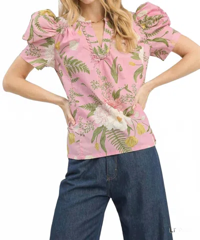 Umgee Women's Floral Top In Pink In Multi