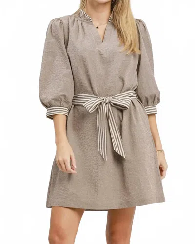 Umgee Women's Harper Belted Dress In Grey In Brown