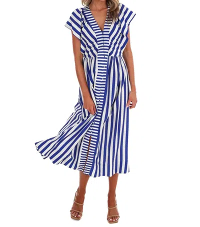 Umgee Women's Hometown Honey Stripe Midi Dress In Blue
