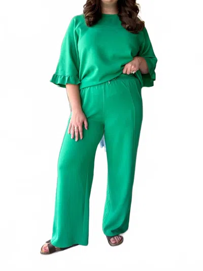 Umgee Women's Luxe Knit Wide Leg Pants In Green In Multi