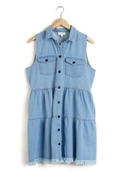 Umgee Women's Tiered Sleeveless Mini Dress In Light Denim In Blue