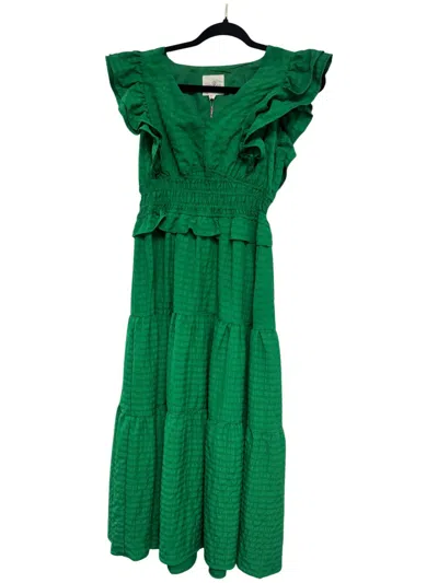 Umgee Women's V Neck Midi Dress In Green