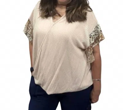 Umgee Women's Wrap Style Tee Top In Cream In Neutral