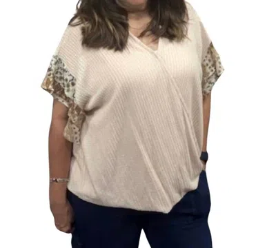 Umgee Wrap Style Tee Top In Cream
