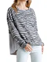 Umgee Animal Print High Low Top In Cream In Grey
