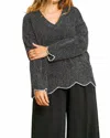 Umgee Zig Zag Pullover Sweater In Black In Gray
