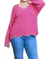 Umgee Zig Zag Pullover Sweater In Hot Pink In Pink