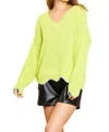 Umgee Zig Zag Pullover Sweater In Lime In Green